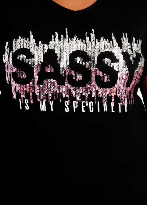 Sequin Sassy Specialty Graphic Tee, Black image number 1