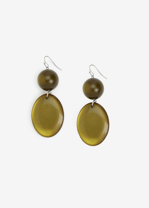 Cateye Double Drop Earrings, Olive Night image number 0