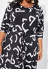 Printed Belted Maxi Dress, Black White image number 2