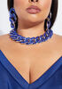 Silver Tone Chain Link Necklace, Sodalite image number 2