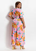 Tall Belted Floral Maxi Dress, Pink Carnation image number 1