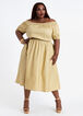 Plus Size Off The Shoulder Cotton Smocked A Line 2 Pocket Midi Dress image number 0