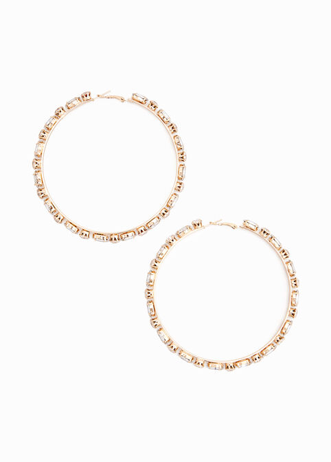 Pave Gold Oversize Hoop Earrings, Gold image number 0