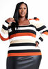 Puff Sleeve Striped Sweater, Multi image number 0
