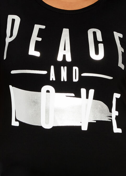 Metallic Peace & Love Graphic Tee, Black image number 1