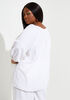 Linen Blend Peasant Top, White image number 1