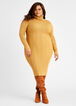 Plus Size Turtleneck Ribbed Stretch Knit Bodycon Sweater Midi Dress image number 0