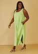 Frayed Linen Blend Maxi Dress, Jade Lime image number 2