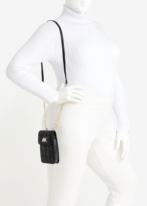 Anne Klein Quilted Phone Crossbody, Black image number 3