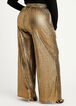 Gold Metallic Plisse Wide Leg Pant, Gold image number 1