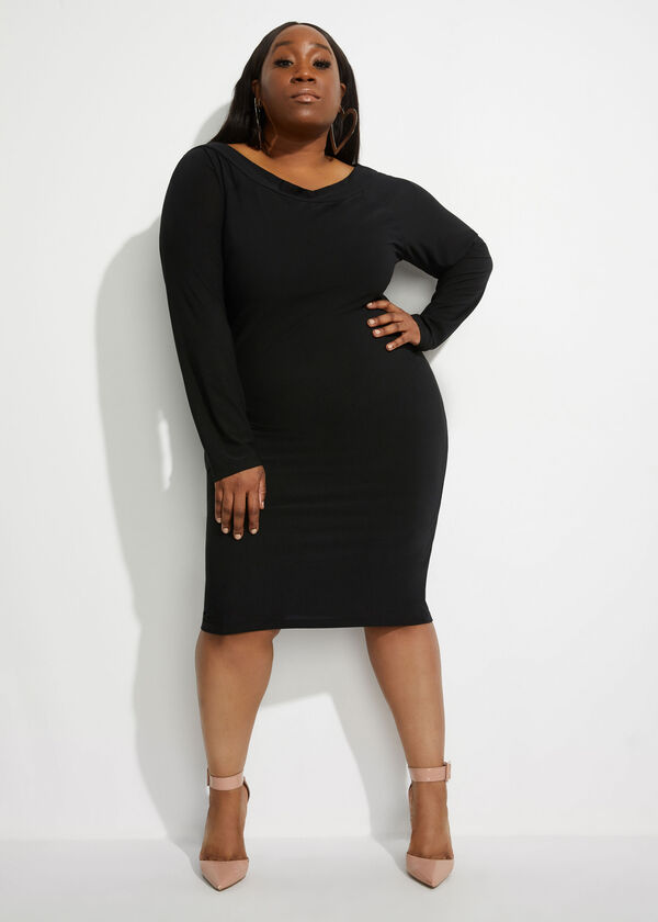 Plus Size Black Off The Shoulder Sexy Bodycon Summer Party Dress