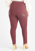 Ponte And Faux Leather Leggings, Wine image number 1