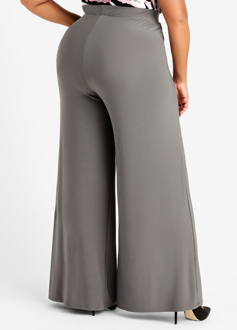 High Waist Wide Leg Knit Pant, Pewter image number 1