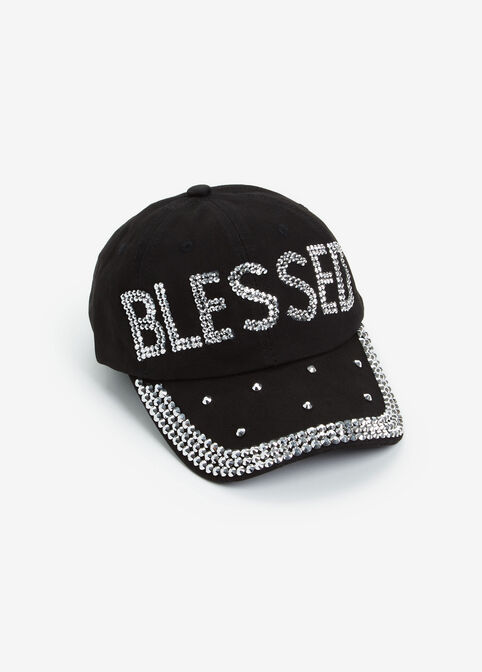 Studded Blessed Baseball Hat, Black image number 0