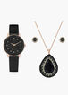 Black Watch Necklace & Earring Set, Black image number 0