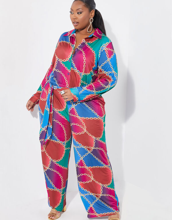 Tall Chain Link Print Jumpsuit, Multi image number 0