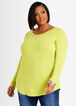 Basic Stretch Knit Long Sleeve Tee, Green Oasis image number 0