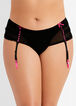 Crotchless Garter Thong Panty, Black image number 0