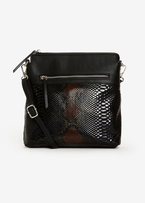 Trendy Designer Sondra Roberts Faux Snakeskin Crossbody Bag image number 0