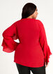 Woven Ruffle Flare Sleeve Top, Red image number 1