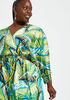 Palm Print Faux Wrap Dress, Parrot Green image number 3