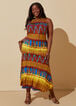 Printed Stretch Knit Maxi Dress, Multi image number 0