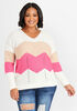Lace Up Intarsia Knit Sweater, Ivory image number 0
