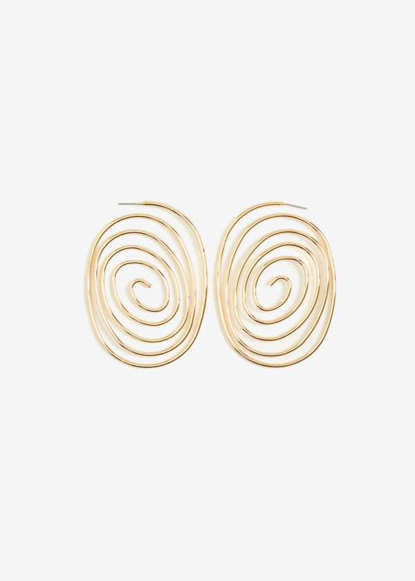 Gold Tone Swirl Earrings, Gold image number 0