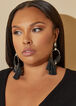 Tasseled Embellished Hoop Earrings, Black image number 0