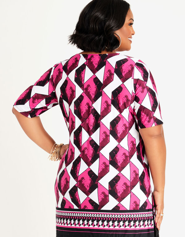 Chain Embellished Printed Tunic, Fuchsia Red image number 1