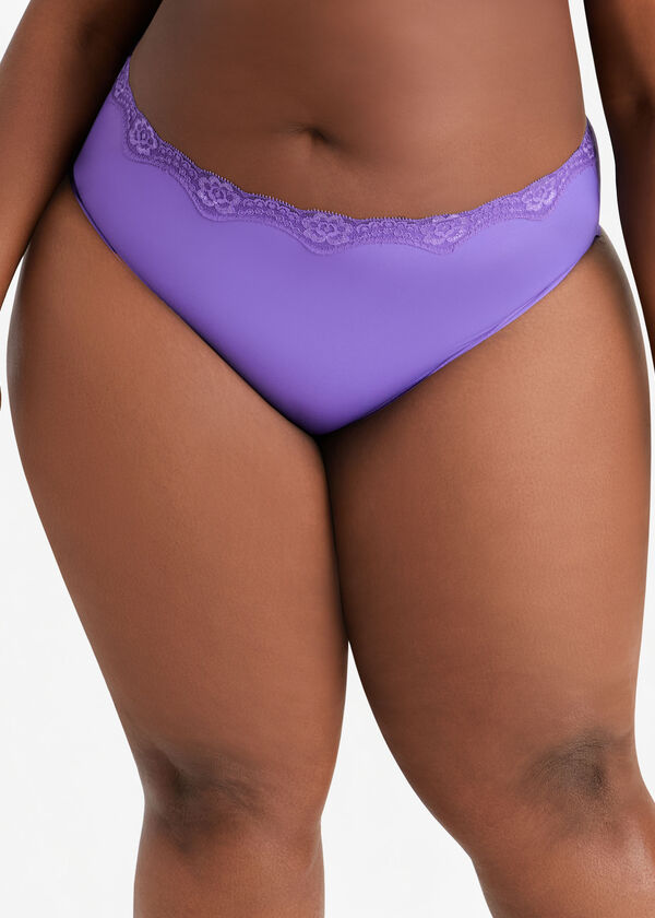 Microfiber & Lace Hipster Brief, Violetta image number 0
