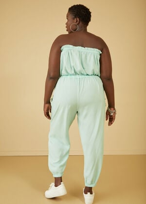 Strapless Joggers Jumpsuit, Ice Green image number 1