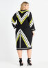 Geo Pique Knit Sheath Dress, Black Combo image number 1