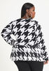 Houndstooth Cutout Peplum Sweater, Black White image number 1