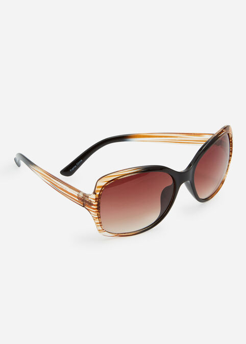 Brown Ombre Round Sunglasses, Brown image number 0
