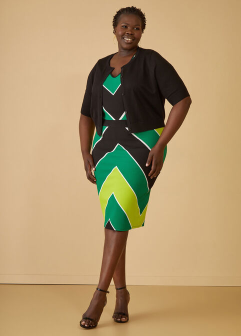 Striped Textured Sheath Dress, LIME PUNCH image number 3