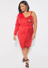 Asymmetric Sequin Blazer Dress, Red image number 0