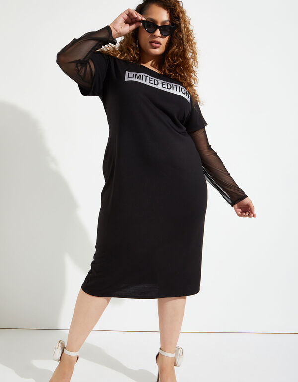 Limited Edition Paneled Midi Dress, Black image number 0