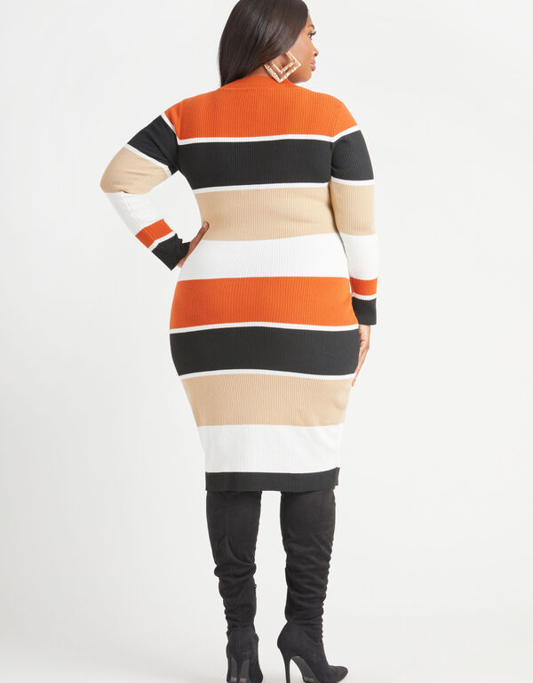 Cutout Striped Sweater Dress, Potters Clay image number 1
