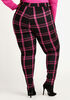 Plaid Knitted Leggings, Fuchsia Red image number 1