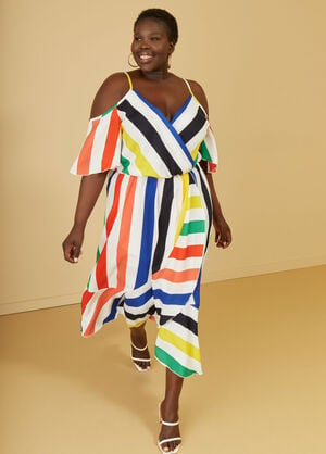 Striped Faux Wrap Maxi Dress, Multi image number 0