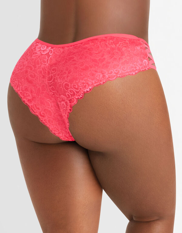Lace & Mesh Cheeky Hipster Panty, Pink image number 1