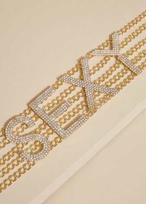 Sexy Crystal Chain Choker, Gold image number 1
