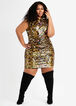 Plus Size Sequin Leopard Bodycon Stretch Knit Sexy Party Mini Dress image number 0