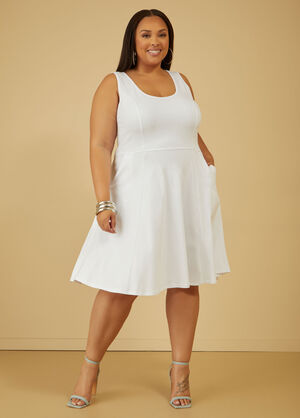 Jersey A Line Tank Dress, White image number 0