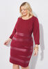 Faux Leather Paneled Bodycon Dress, Rhododendron image number 0