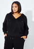 French Terry Faux Wrap Hoodie, Black image number 0