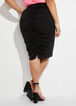 Trendy Plus Size Knit High Waist Ruched Curve Hugging Mini Skirts image number 0