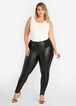 Faux Leather Front Knit Leggings, Black image number 3