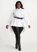 Belted Hi Lo Peplum Button Duster, White image number 0